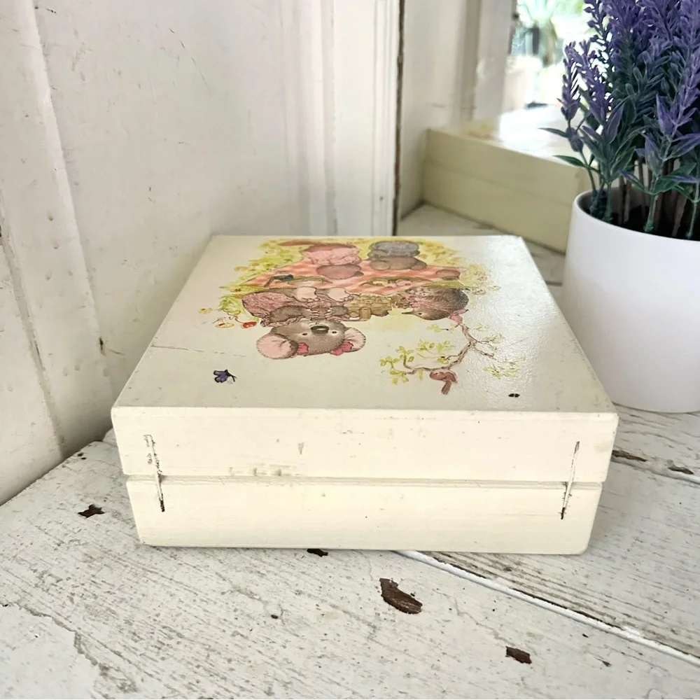 Vintage Koala & Animals Drawing Jewelry Box Organizer Box Sarah Kay 1980’s Cute
